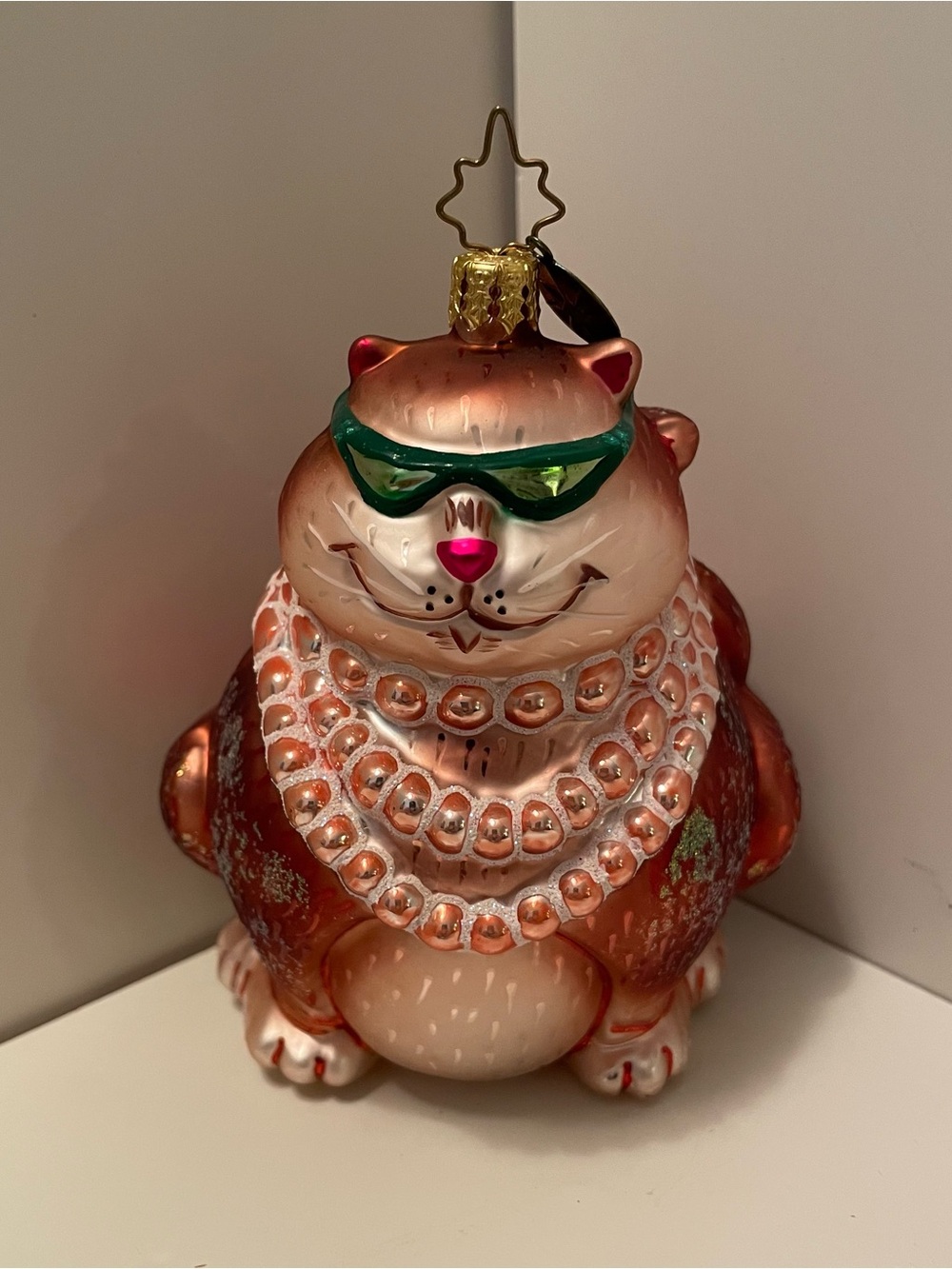 Christopher Radko “Fancy Feast”  Fat Cat Glass Ornament Christmas Boxed